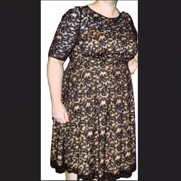 Adrianna Papell Black Lace Cocktail Dress, 18W - Picture 1 of 10